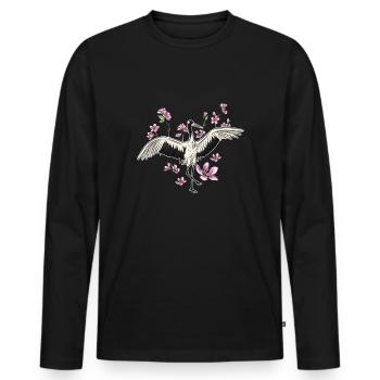 Grue - T-shirt manches longues Premium bio Homme - noir - Devant - Nico (187cm)
