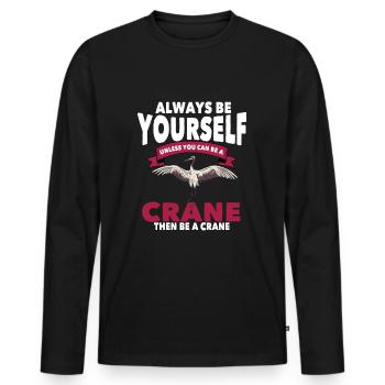 Grue - T-shirt manches longues Premium bio Homme - noir - Devant - Nico (187cm)