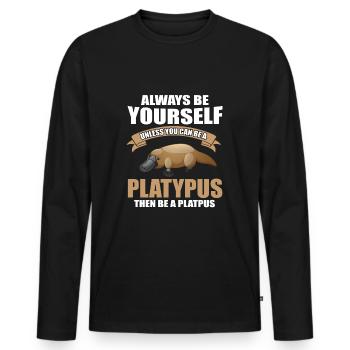 Beaked animal saying - Men's Premium Organic Long Sleeve Shirt - black - Front - Nico (187cm)