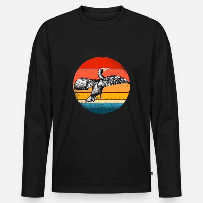 Kormoran - Männer Premium Bio Langarmshirt - Schwarz