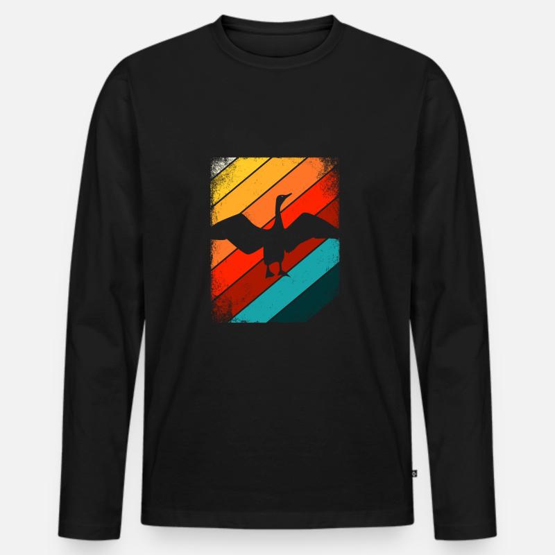 Kormoran Retro Silhouette - Männer Premium Bio Langarmshirt - Schwarz