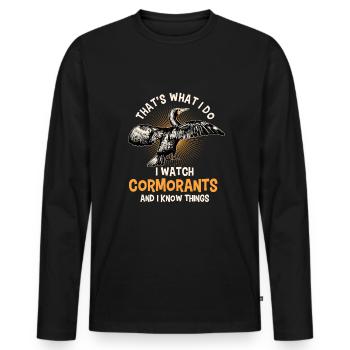 Cormorant Saying For Ornithologists - Men's Premium Organic Long Sleeve Shirt - black - Front - Nico (187cm)