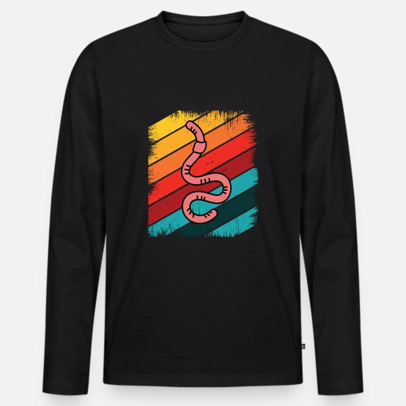 Regenwurm - Männer Premium Bio Langarmshirt - Schwarz