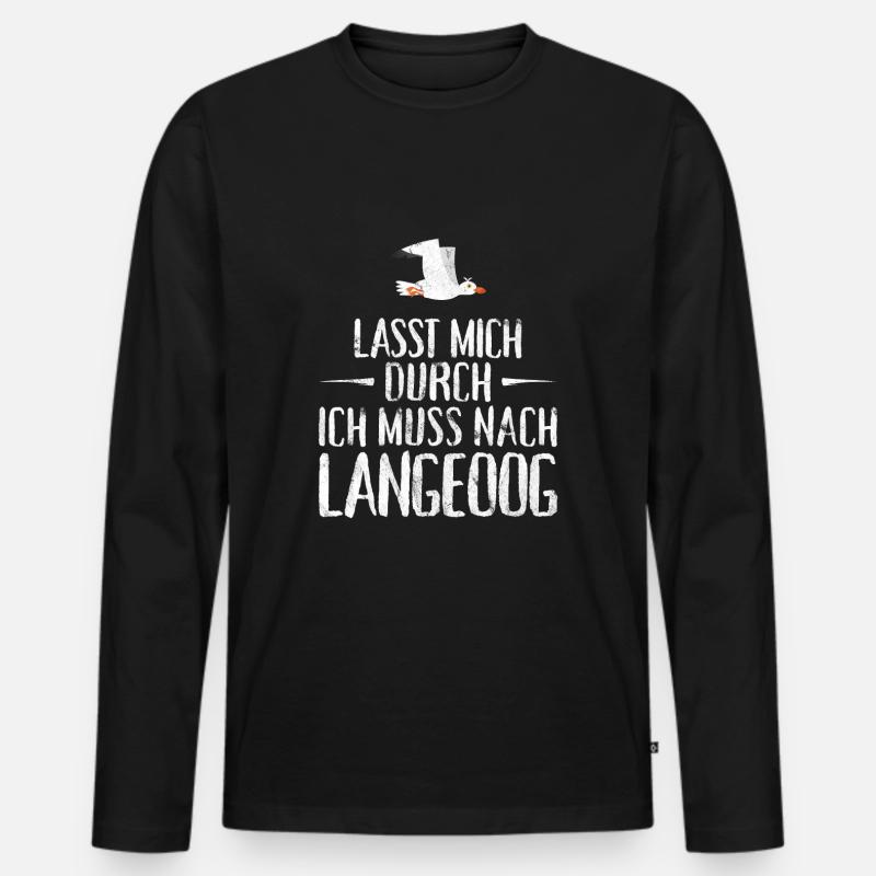 Lasst mich durch ich muss nach Langeoog Möwe - Männer Premium Bio Langarmshirt - Schwarz
