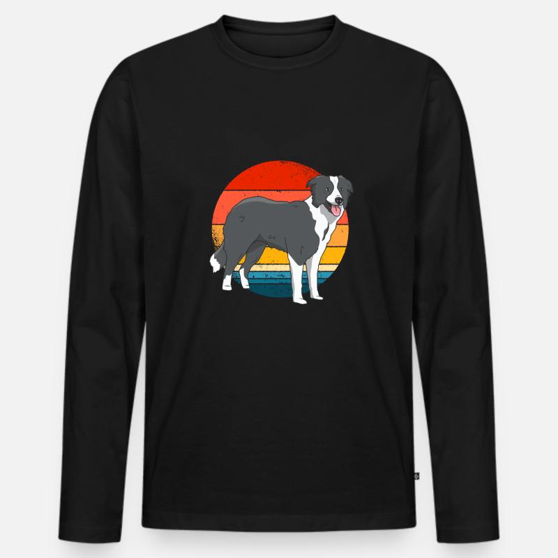 Border Collie - Männer Premium Bio Langarmshirt - Schwarz
