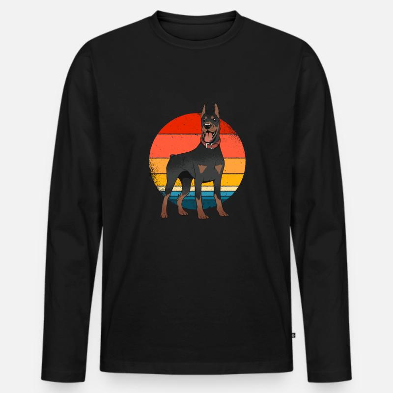 Dobermann - Männer Premium Bio Langarmshirt - Schwarz