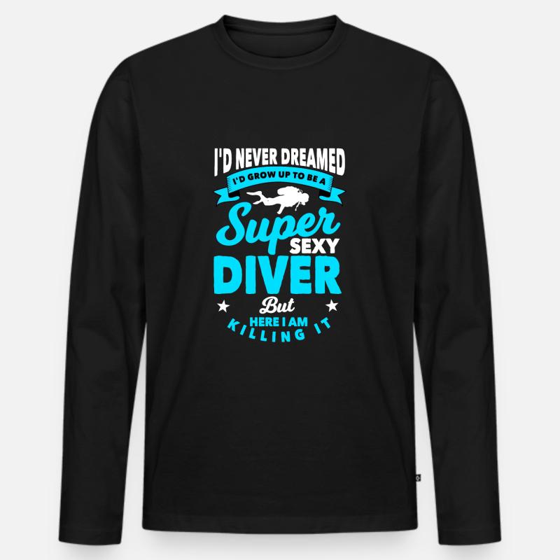 Taucher - Männer Premium Bio Langarmshirt - Schwarz