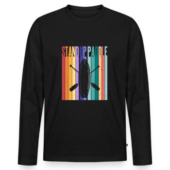 SUP - Männer Premium Bio Langarmshirt - Schwarz - Vorne - Nico (187cm)