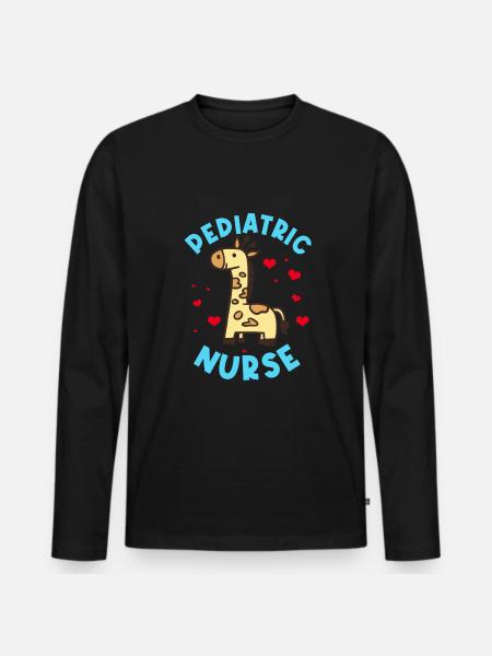 Kinderkrankenschwester Giraffe - Männer Premium Bio Langarmshirt - Schwarz