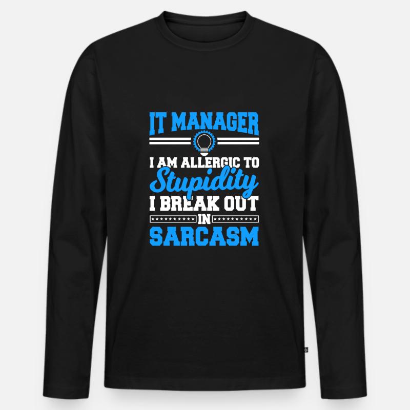 IT Manager Sprüche - Männer Premium Bio Langarmshirt - Schwarz