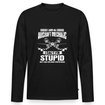 Funny airplane mechanic saying - Men's Premium Organic Long Sleeve Shirt - black - Front - Nico (187cm)