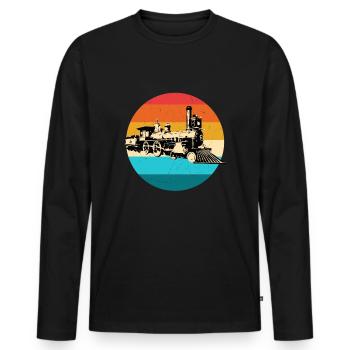 Train - T-shirt manches longues Premium bio Homme - noir - Devant - Nico (187cm)