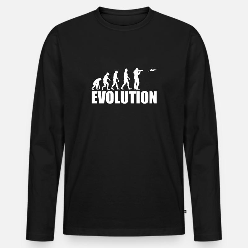 Planespotting Gift Evolution - Men's Premium Organic Long Sleeve Shirt - black
