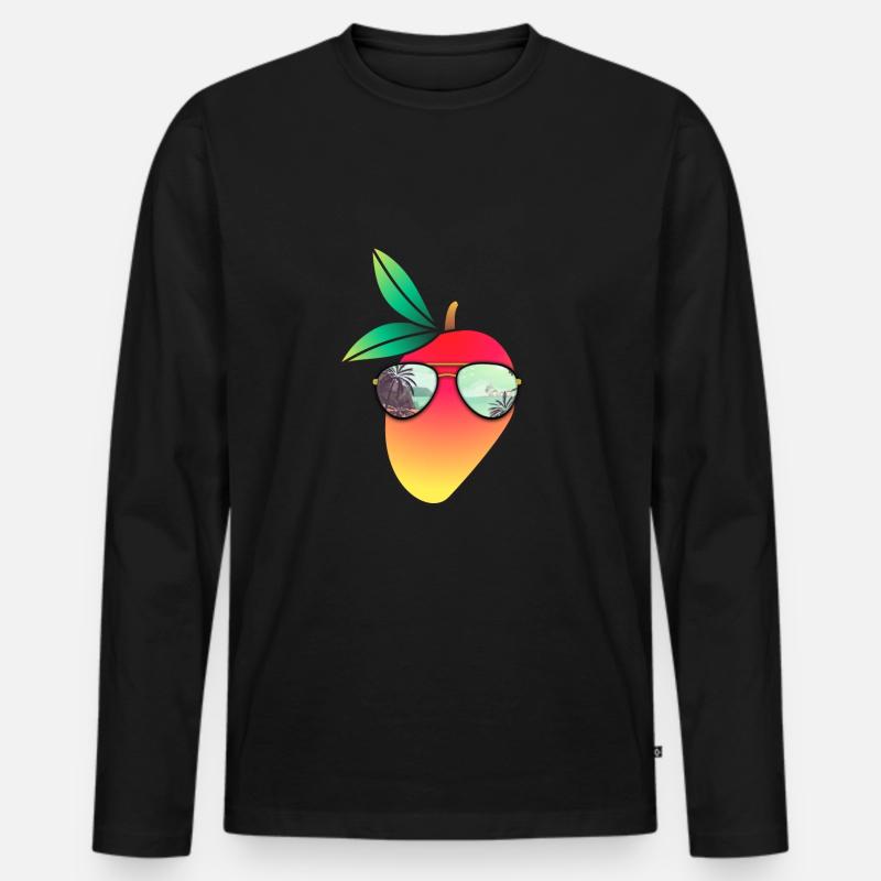 Mango Mit Sonnenbrille - Männer Premium Bio Langarmshirt - Schwarz