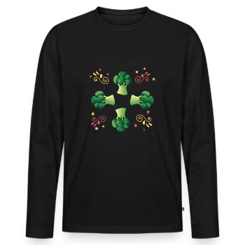 Brocolis - T-shirt manches longues Premium bio Homme - noir - Devant - Nico (187cm)
