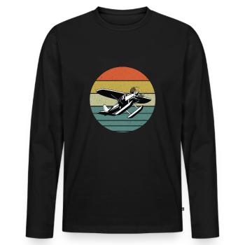 Airplane - Men's Premium Organic Long Sleeve Shirt - black - Front - Nico (187cm)