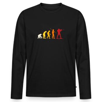 Évolution du biathlon - T-shirt manches longues Premium bio Homme - noir - Devant - Nico (187cm)