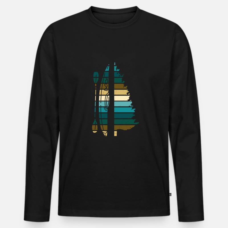 Kajak Retro - Männer Premium Bio Langarmshirt - Schwarz