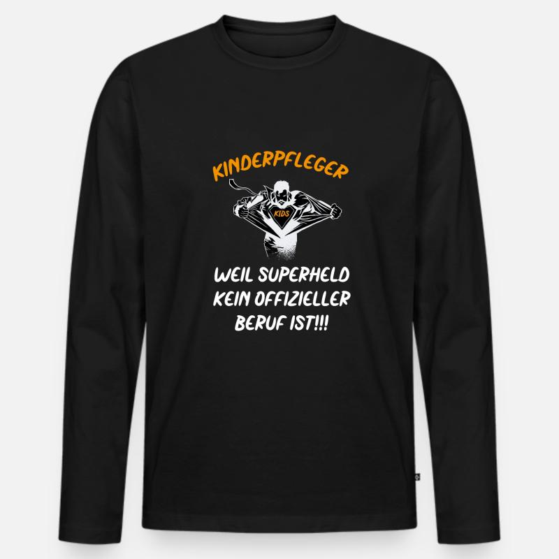 Kinderpfleger - Männer Premium Bio Langarmshirt - Schwarz