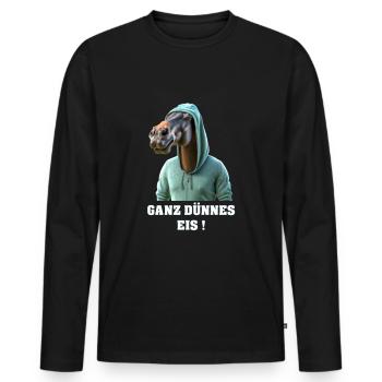 Pferd Ganz dünnes Eis Witzig - Männer Premium Bio Langarmshirt - Schwarz - Vorne - Nico (187cm)