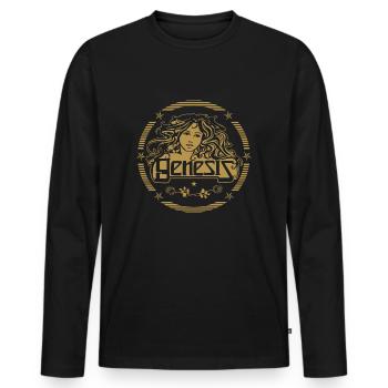 Genesis Golden Logo Circle - Men's Premium Organic Long Sleeve Shirt - black - Front - Nico (187cm)
