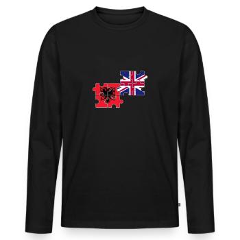 Albanien Britische Flagge Britisch Albanisch - Männer Premium Bio Langarmshirt - Schwarz - Vorne - Nico (187cm)