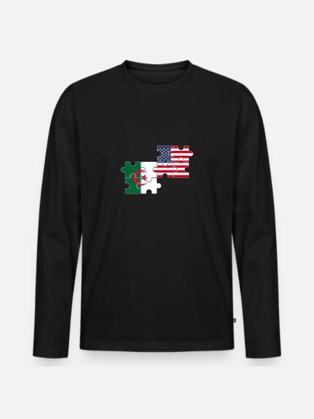 Albania USA Flag Albanian - Men's Premium Organic Long Sleeve Shirt - black