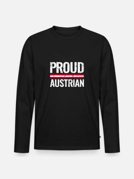 Proud Austrian Austria Flag Austrian - Men's Premium Organic Long Sleeve Shirt - black