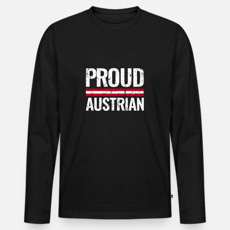 Proud Austrian Austria Flag Austrian - Men's Premium Organic Long Sleeve Shirt - black