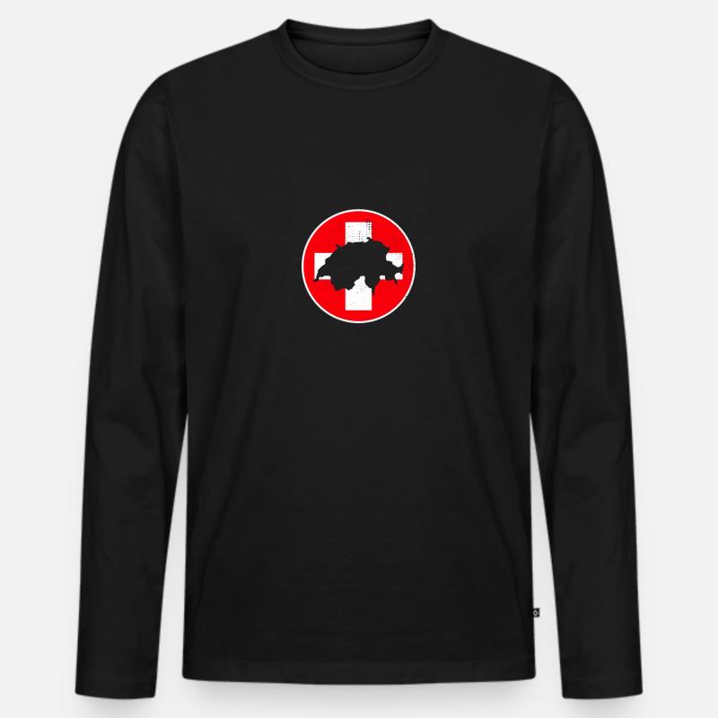 Schweiz Karte Schweizerische Flagge Schweizer - Männer Premium Bio Langarmshirt - Schwarz