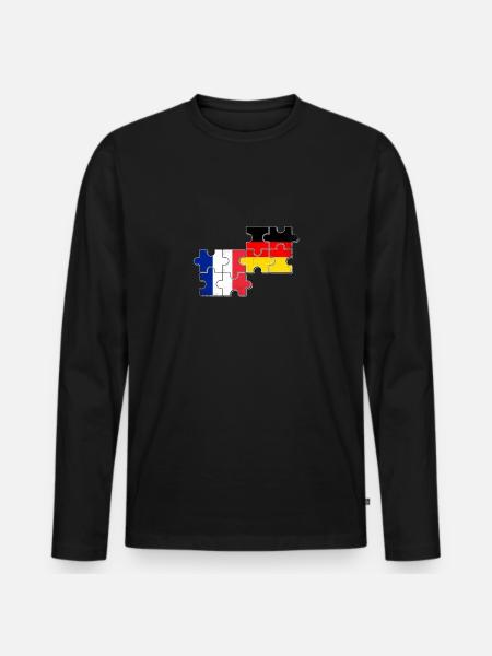 Frankrig Tyskland Flag Tysk fransk - Premium økologisk langærmet T-shirt til mænd - sort