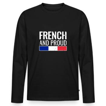 Français et fière France Français Français - T-shirt manches longues Premium bio Homme - noir - Devant - Nico (187cm)