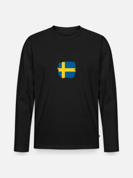 Sweden Swedish flag Proud Swede - Men's Premium Organic Long Sleeve Shirt - black