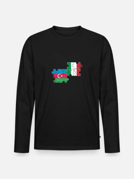 Azerbaijan Italy Flag Azerbaijani - Men's Premium Organic Long Sleeve Shirt - black