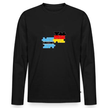 Botswana Germany Flag German Botswana - Men's Premium Organic Long Sleeve Shirt - black - Front - Nico (187cm)
