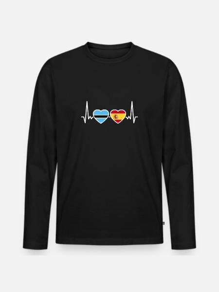 Botswana Spain Heartbeat Flag Botswana - Men's Premium Organic Long Sleeve Shirt - black