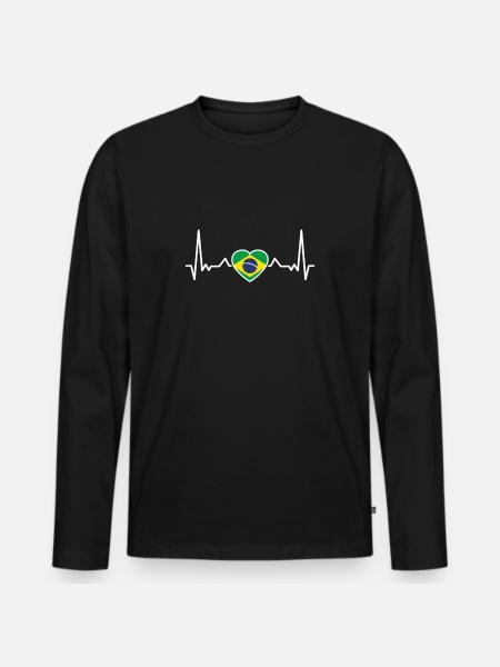 Brazil heartbeat Brazilian Brazilians - Men's Premium Organic Long Sleeve Shirt - black