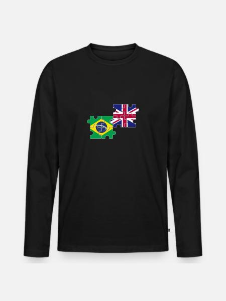 Brazil UK Flag British Brazilian - Men's Premium Organic Long Sleeve Shirt - black