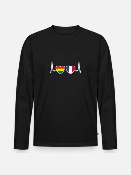 Bolivia France Vintage Heartbeat Flag - Men's Premium Organic Long Sleeve Shirt - black