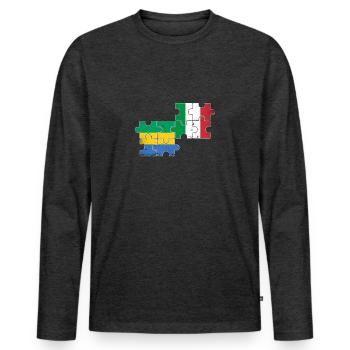 Gabon Italy Vintage Flag Italian Gabonese - Men's Premium Organic Long Sleeve Shirt - heather anthracite - Front - Nico (187cm)