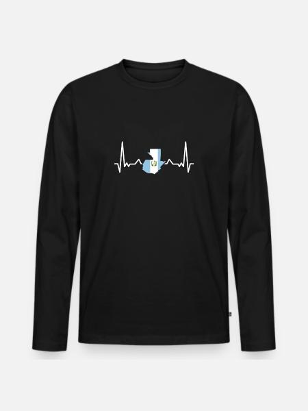 Guatemala Map Heartbeat Guatemalan Flag - Men's Premium Organic Long Sleeve Shirt - black