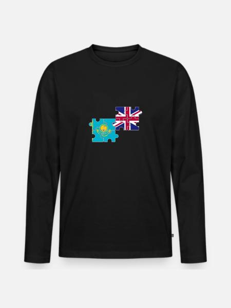 Kasachstan UK Flagge Britisch Kasachisch - Männer Premium Bio Langarmshirt - Schwarz