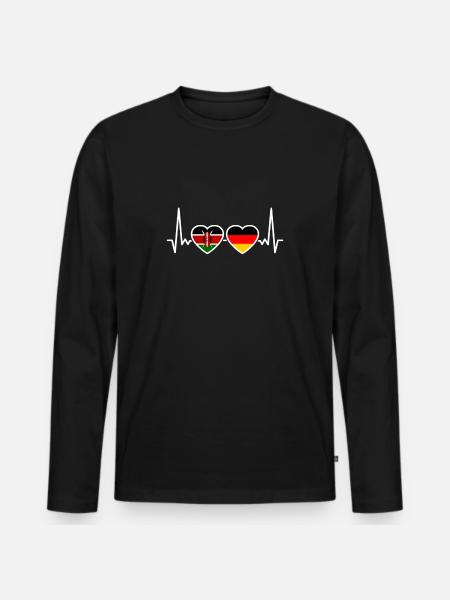 Kenya Germany Heartbeat Flag Kenyan - Men's Premium Organic Long Sleeve Shirt - black