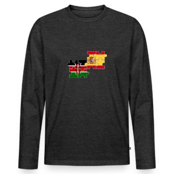 Kenya Espagne Drapeau Espagnol Kenyan - T-shirt manches longues Premium bio Homme - anthracite chiné - Devant - Nico (187cm)
