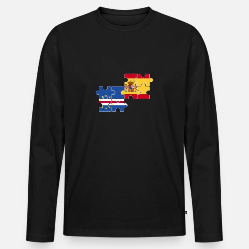 Cap-Vert Espagne Drapeau Espagne Cap-Vert - T-shirt manches longues Premium bio Homme - noir