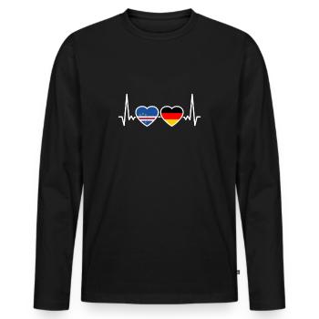 Cape Verde Germany Heartbeat Flag Cape Verde - Men's Premium Organic Long Sleeve Shirt - black - Front - Nico (187cm)