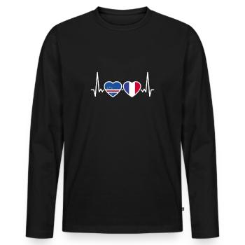 Cape Verde France Heartbeat Flag Cape Verde - Men's Premium Organic Long Sleeve Shirt - black - Front - Nico (187cm)