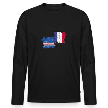 Cape Verde France Flag French Cape Verde - Men's Premium Organic Long Sleeve Shirt - black - Front - Nico (187cm)