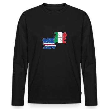 Cap-Vert Italie Drapeau Cap-Vert italien - T-shirt manches longues Premium bio Homme - noir - Devant - Nico (187cm)