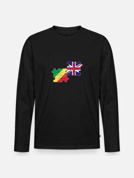 Congo UK Flag British Congolese - Men's Premium Organic Long Sleeve Shirt - black